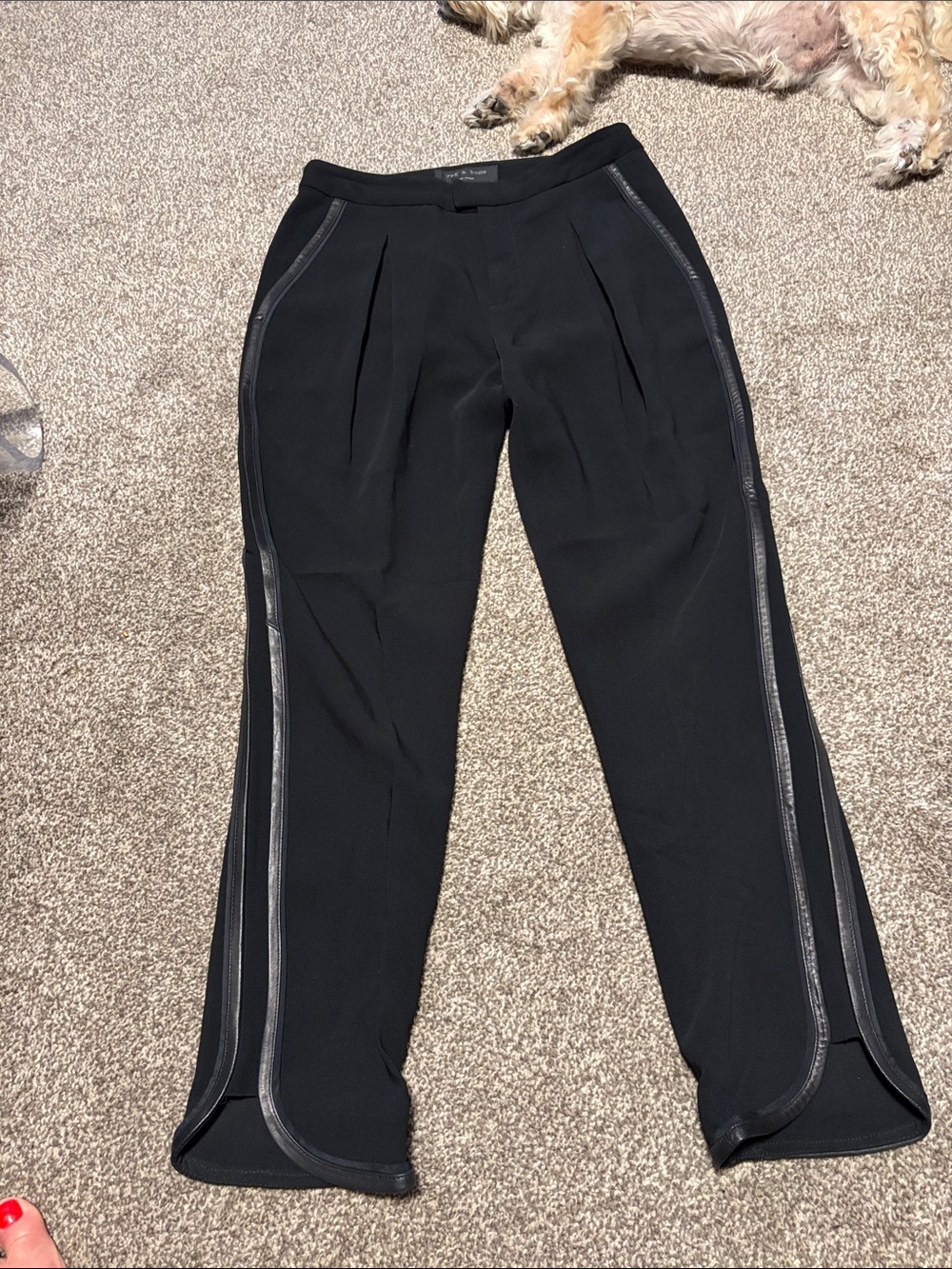 rag & bone Black Dress Pants with Side Trim